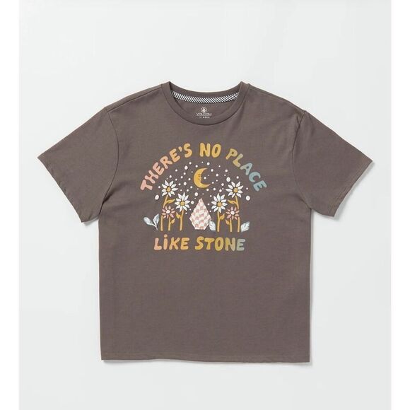 Volcom Stone Brown There’s No Place Like Stone Short Sleeve Comfy Tee Size XL 14 - Picture 2 of 5